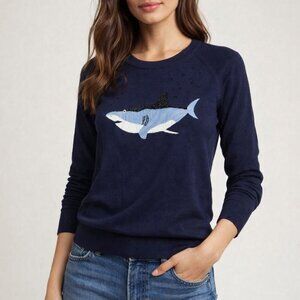 Equipment Navy Beaded Shark Cashmere Silk Sweater Size S